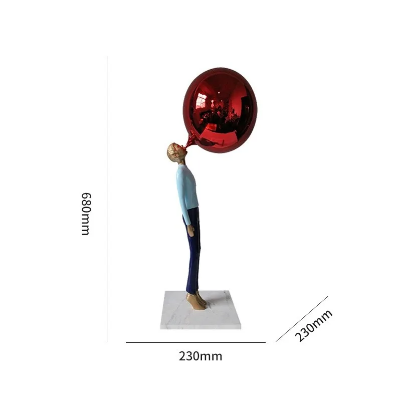 Light luxury modern resin balloon blowing, boy decorative handicrafts, living room entrance character ornaments