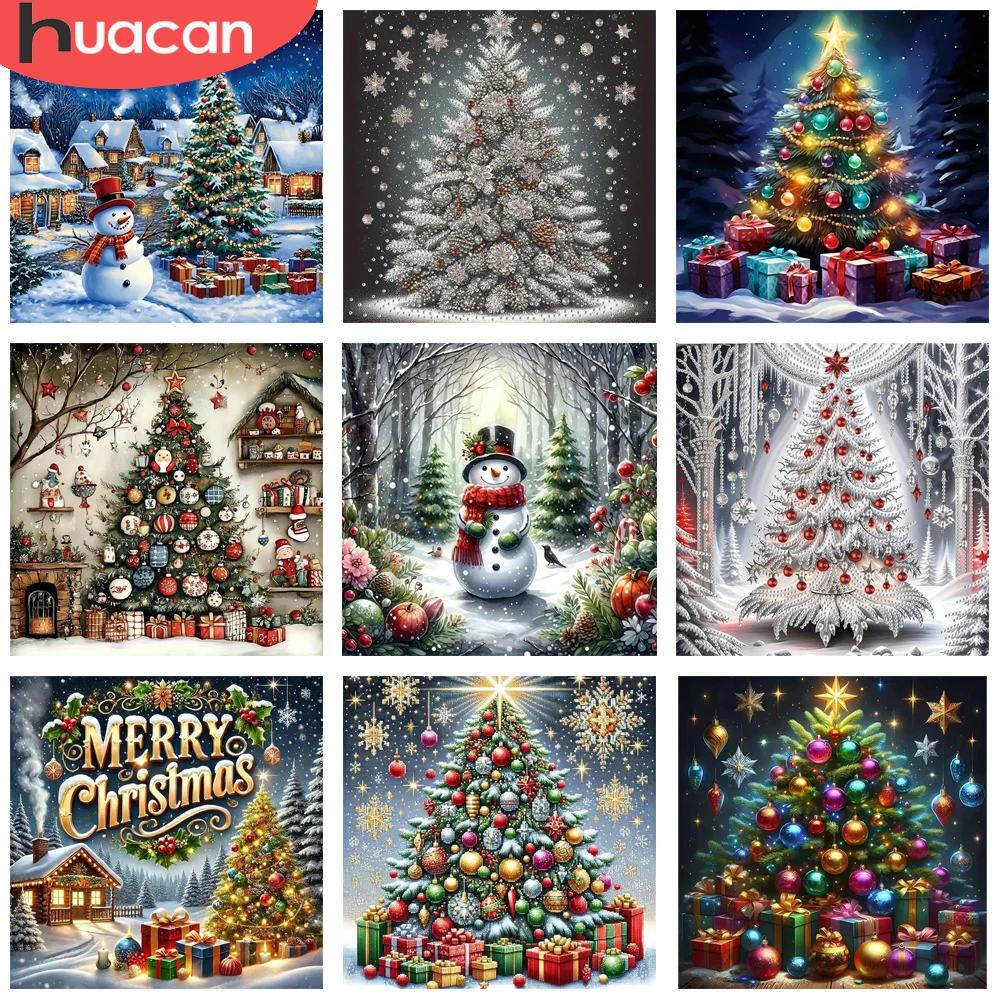 HUACAN Full Kits 5D Diamond Mosaic Tree Christmas Painting L