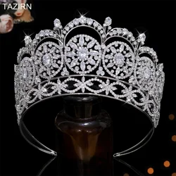 2025 New Luxury Cubic Zirconia Big Crowns CZ Handmade Princess Bride Wedding Tiaras for Women Prom Party Headpieces Bridal Gifts
