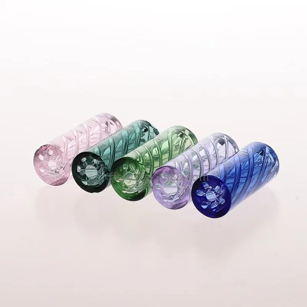 10Pcs 7mm 8mm 9mm 10mm 12mm H30mm Mini Glass Cigaret Pipe Filter Tips Round Mouth for Dry Herb Tobacco Rolling Drip With 7 Holes