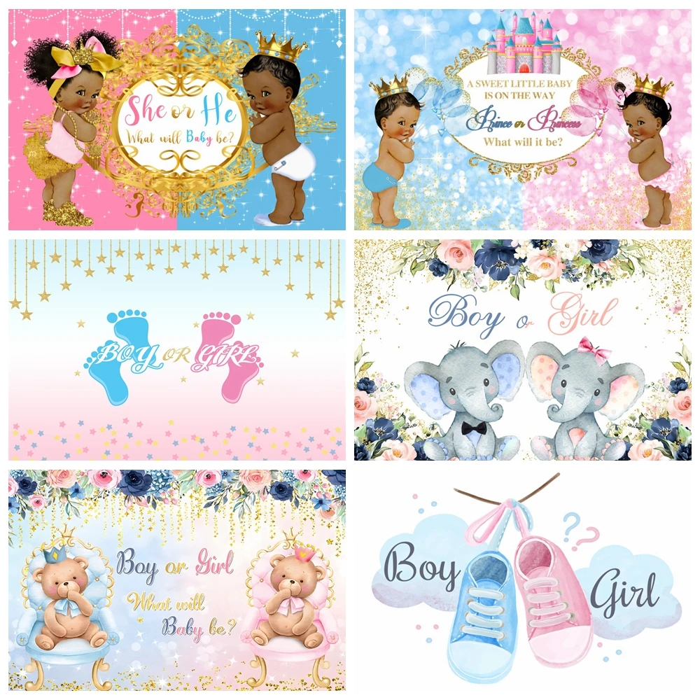 

Gender Reveal Party Boy Or Girl Photocall Backdrop Newborn Baby Shower For Photography Background Decor Photo Studio Custom