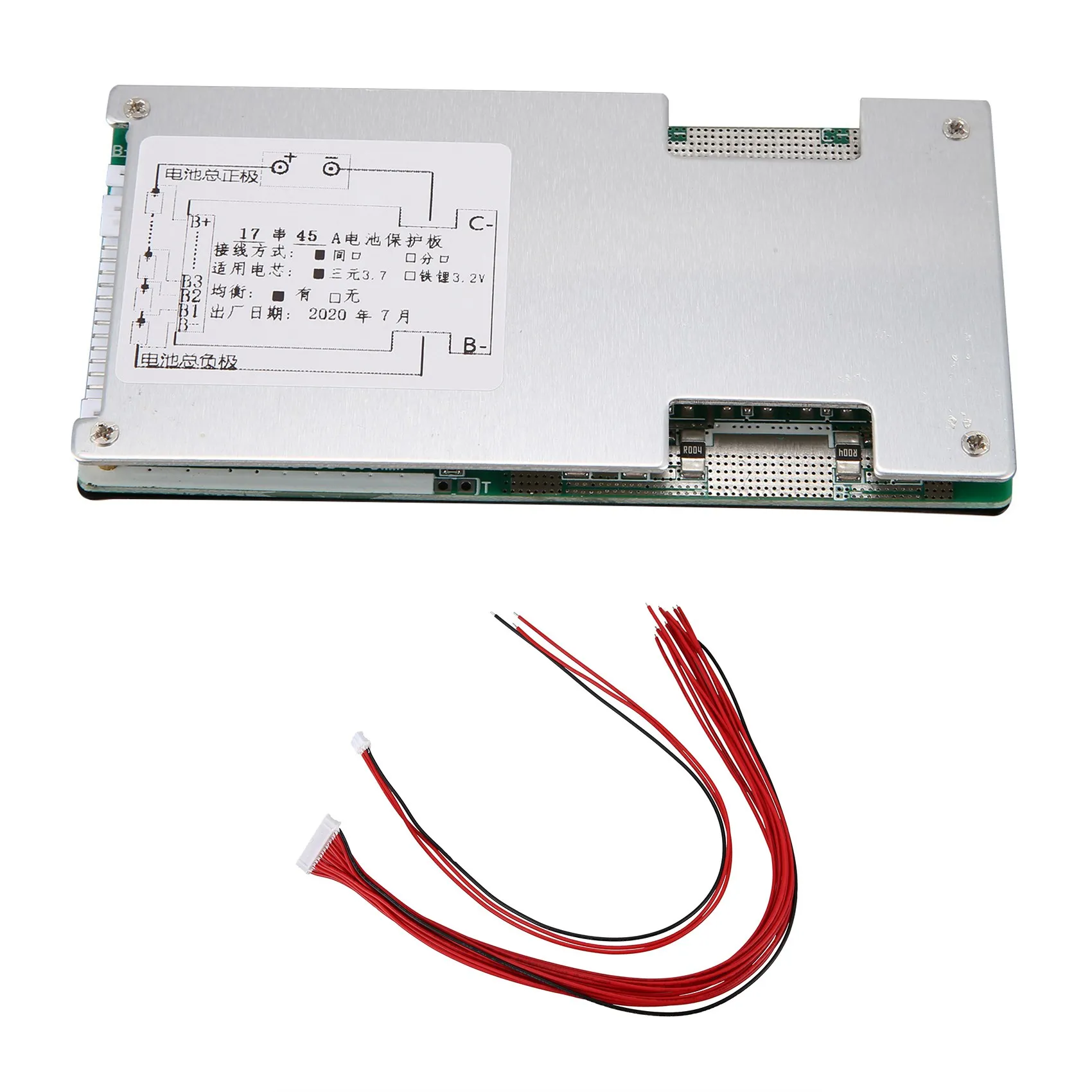 AB53 17S 60V 45A Protection Board Li- Lipolymer Battery UPS Energy Inverter BMS PCB Board With Balance For E-Bike