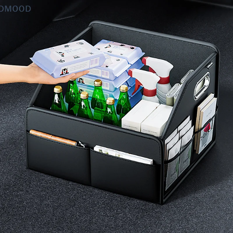 

Car Trunk Organizer Storage Box PU Leather Vehicle Folding Collapsible Cargo Boot Organiser Box For SUV MPV Auto Seat Back Box