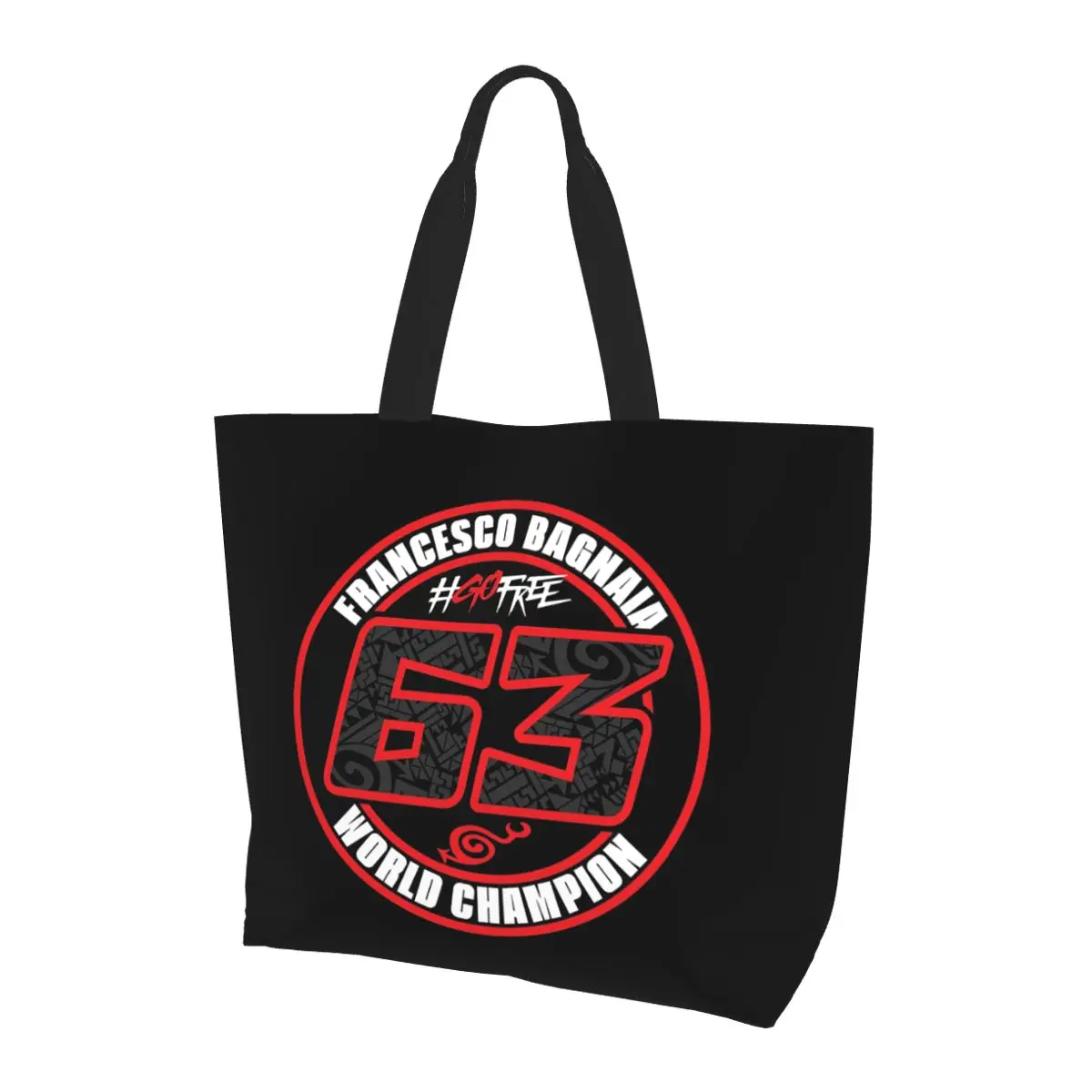 

Pecco Bagnaia 63 Shopping Tote Bag Canvas Large Capacity Shoulder Bags Shopper Grocery Handbag for Women