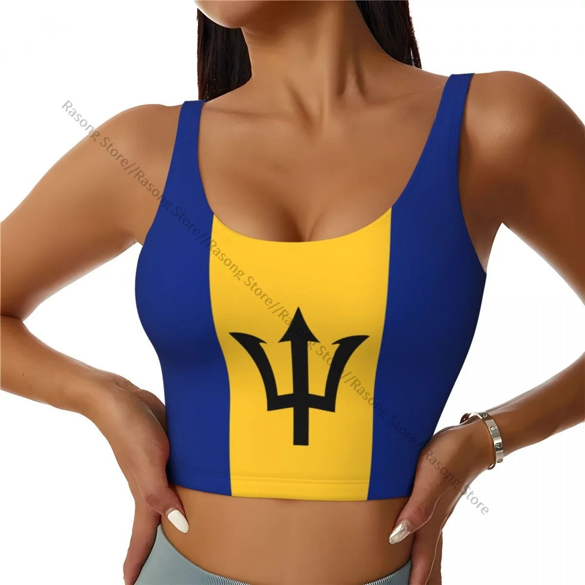 Women Sexy Sports Vest Barbados Flag Female Streetwear Sport Lingerie Tee Crop Top