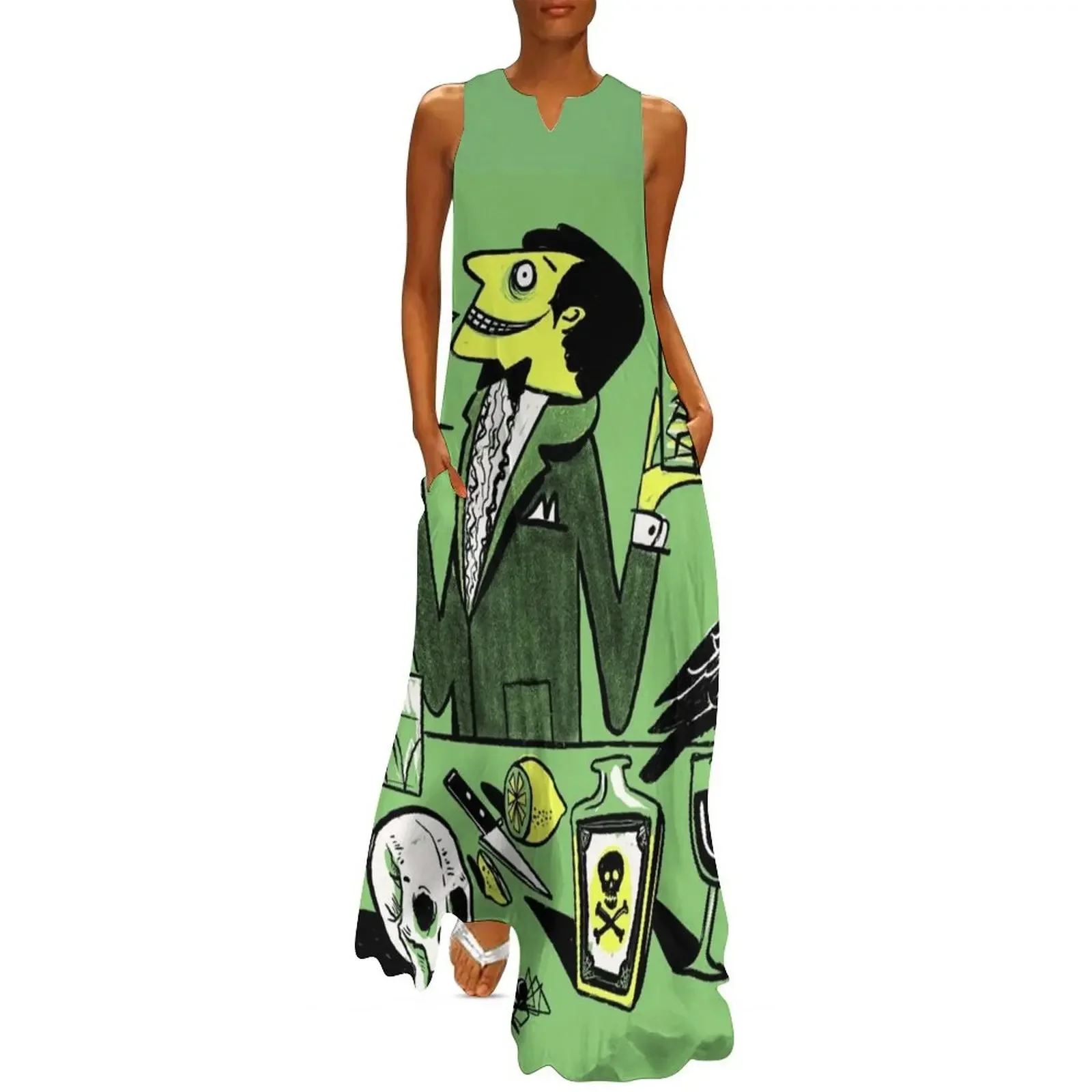 

Drinks With The Mad Scientist Next Door Long Dress elegant women's sets loose women's dress chic and elegant woman dress