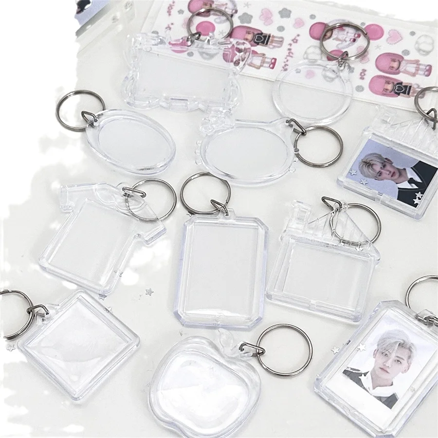Noter 3Pcs Per Pack New Clear Acrylic Photo Frame Keychain Picture DIY Gift Key Ring Three Shapes Car Bag Pendant Charm Jewelry