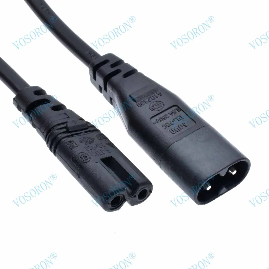 IEC 320 C8 Male Plug to C7 Female Connector AC Power Cord With Switch , Type Figure 8 Power Extension Cable 30cm Switche*