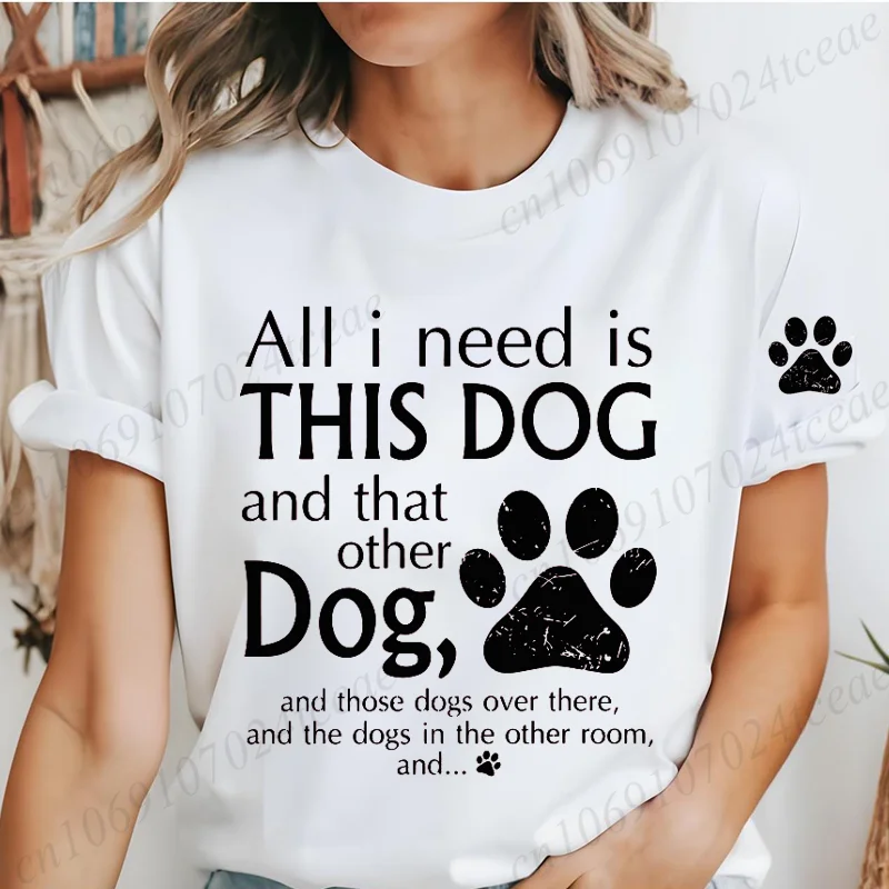 Summer Fashion Brand Women's T-shirt All I Need Is Coffee and My Dog Print Tshirt Clothing Dog Mom Y2k Streetwear T Shirt Tops