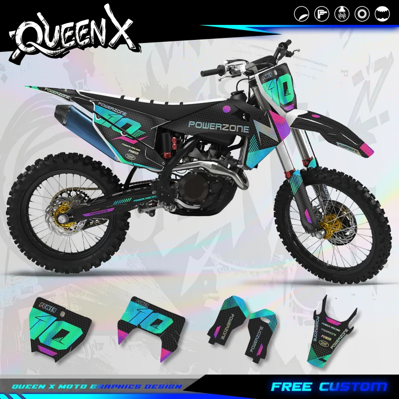 QUEEN X MOTO Matte Chrome Graphics Background Decal Stickers For Husqvarna Decal 2019-2022 TC FC TX FX FS 20-23 TE FE 02