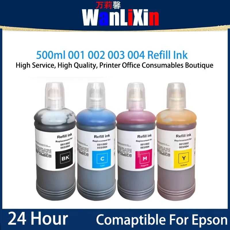 

Чернила для заправки 500 мл 001 002 003 004, совместимые с принтерами Epson L3218 L3118 L3110 L3255 L3258 L4168 L6178 L4160 L3219 L5190
