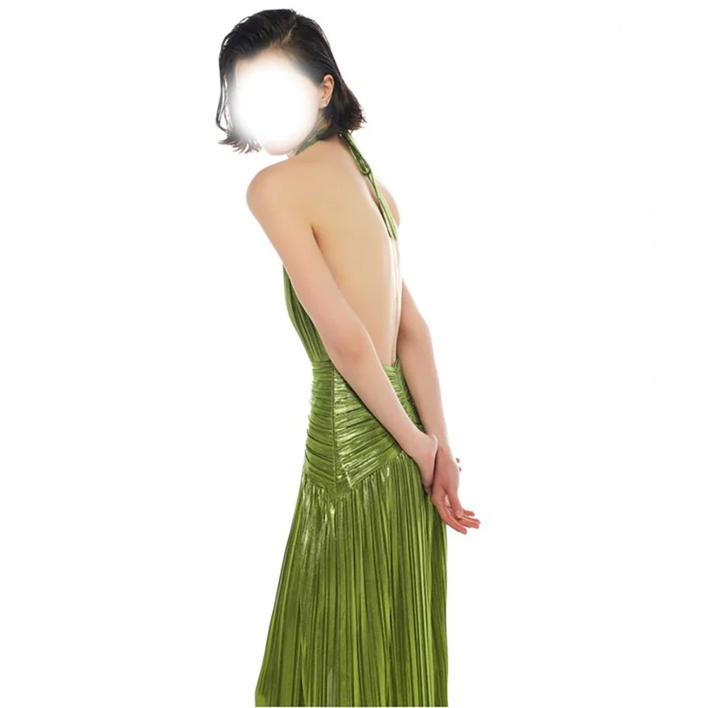 Sexy Deep V-Neck Backless Evening Party Dress High Slit Long Prom Gowns Pleat Straight Cocktail Party Dress 2025 Customized