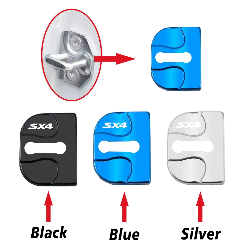 4pcs Car Door Lock Buckle Protection Cover Anti-rust Waterproof for Suzuki SX4 S-Cross JY 2010 2011 2012 2013 2014 2015 - 2025