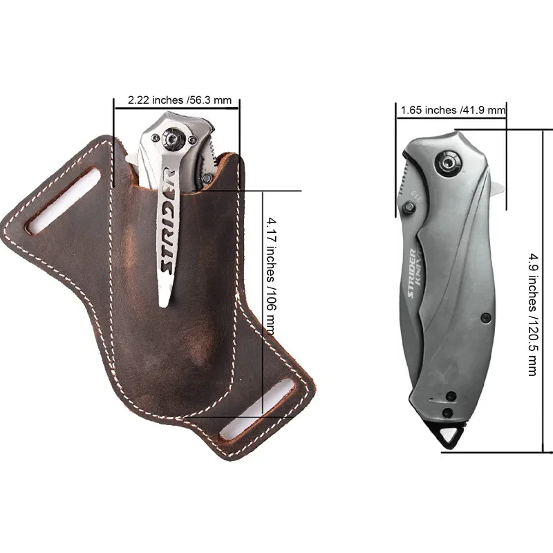 Folding Knife Case Holder Vintage Genuine Leather Knife Sheath Belt Loop Outdoor Hunting edc Knives Holster