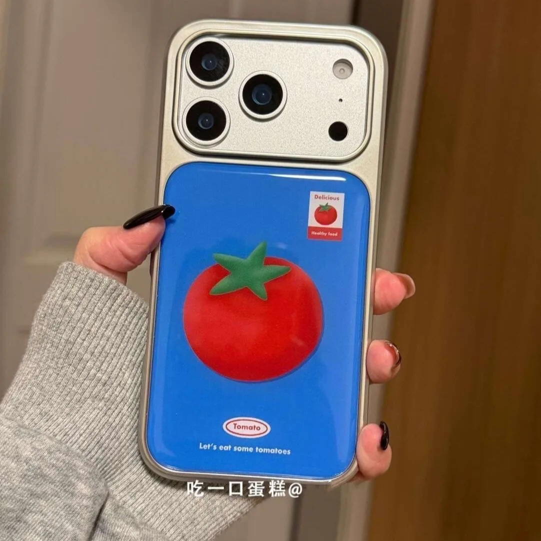 Чехол для телефона Tomato Blue ins KOREA для iPhone 17, 17e, 16e, 16, 15, 14, 13, 12, 11, Air, Pro, Max, X, XR, 8, 7 Plus с гальваническим покрытием и эффектом капельной смолы