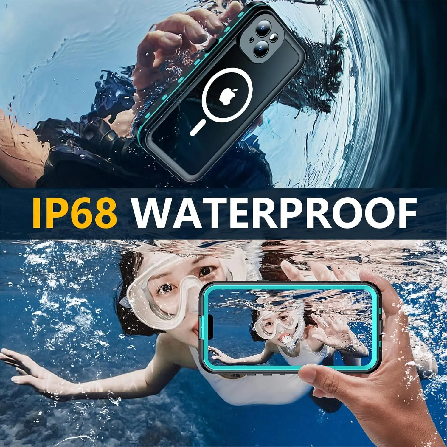 

Чехол для телефона iPhone 17 16 Pro Max Swim Underwater Diving для iPhone 15 14 13 Pro Max Plus, водонепроницаемый спортивный чехол с Magsafe