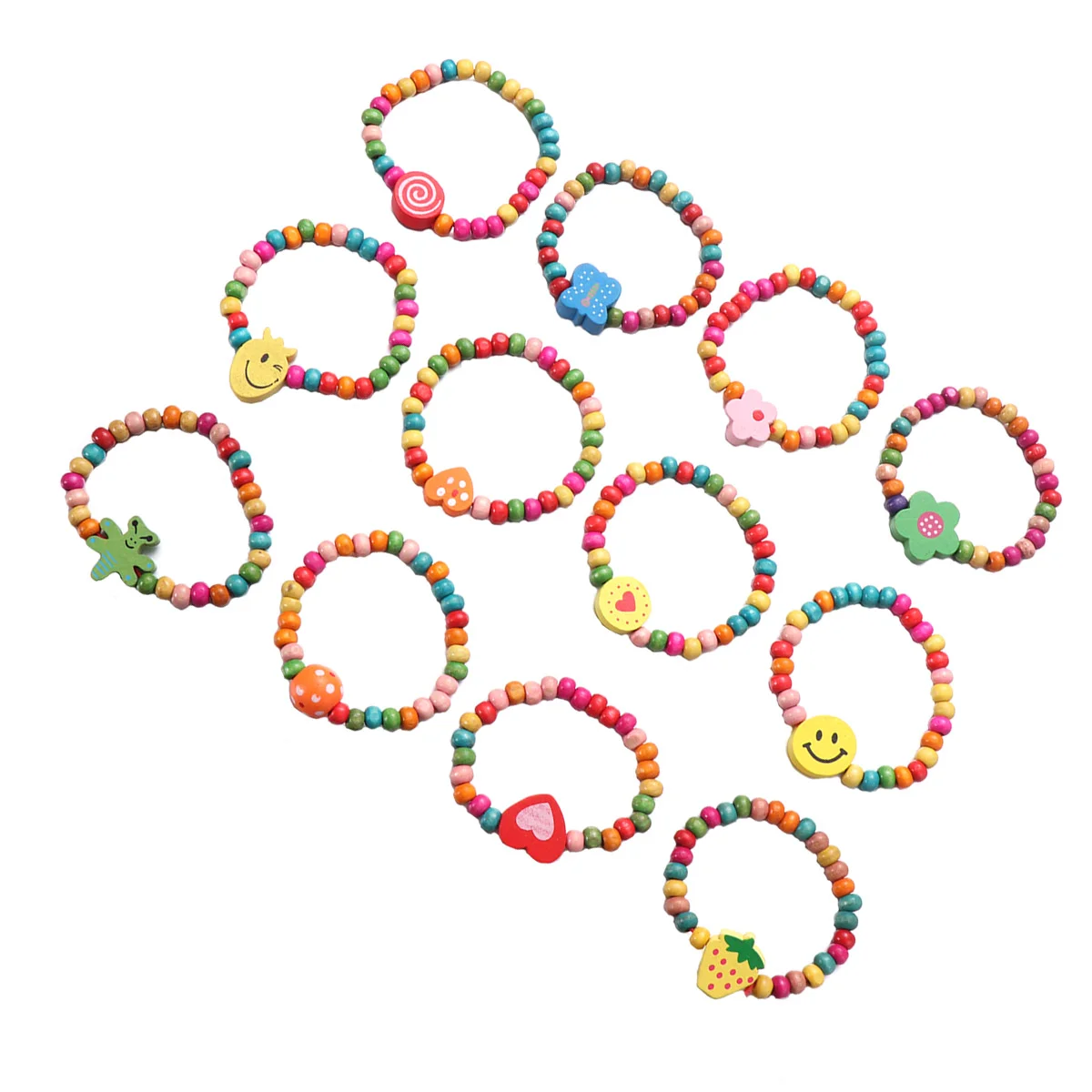 12 Pcs Girls Jewelry Bracelet Adjustable to Weave Gift for Birthday Wooden Child