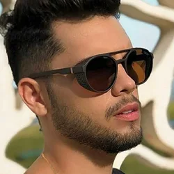 Vintage Round Sunglasses Man Steampunk Brand Designer Sun Glasses Male Fashion Outdoors Driving Shades Mirror Oculos De Sol