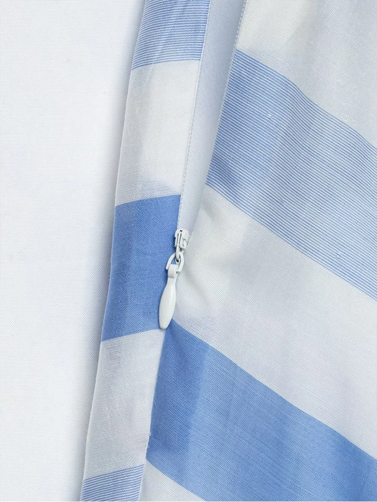 TFMLN Women Vintage Blue Striped Skirt Summer Fashion Trends High Waist A Line Skirt Vacation Casual Female Clothing 2026 - view 5