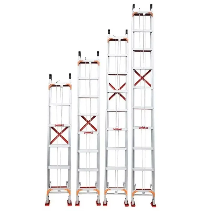 Adjustable Aluminum Telescopic Ladder Aluminum Extension Ladder 4m-12m Customized Combination Climb Step Ladder