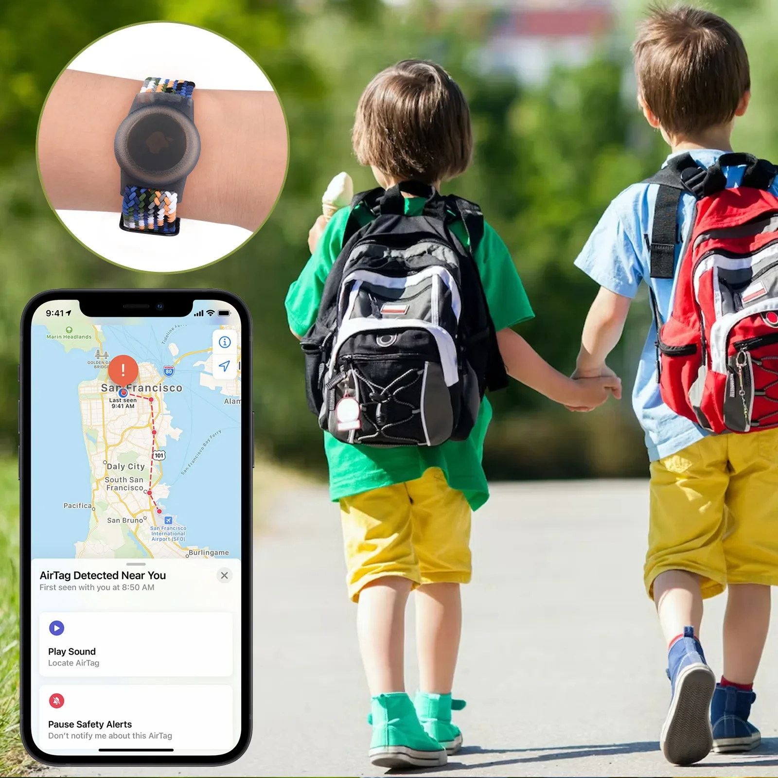 Braided Nylon Watchband Case For Apple AirTags Strap Kids Anti-Scratch Cover For Airtag GPS Tracker Holder Bracelet Accessories