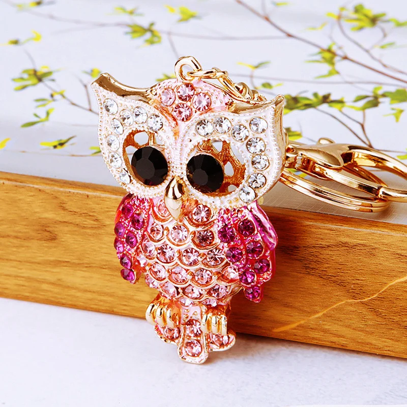 Fashion Owl Keychain Charm Animal Pendant Jewelry Handbag Purse Bag Key Ring Women Ornament Car Key Chain Gift 3 Color