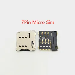 2pcs-10pcs Connector 7Pin Micro sim Socket Holder 1.35H Self Push With Switch PUSH Mobile Card Holder Replace Part.