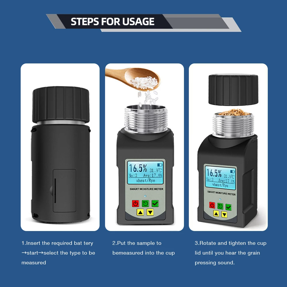 2026 جودة عالية كوب جديد نوع الحبوب الأرز القهوة الكاكاو الفول مقياس الرطوبة المحمولة الرطوبة الذرة الرقمية الحبوب جهاز اختبار الرطوبة