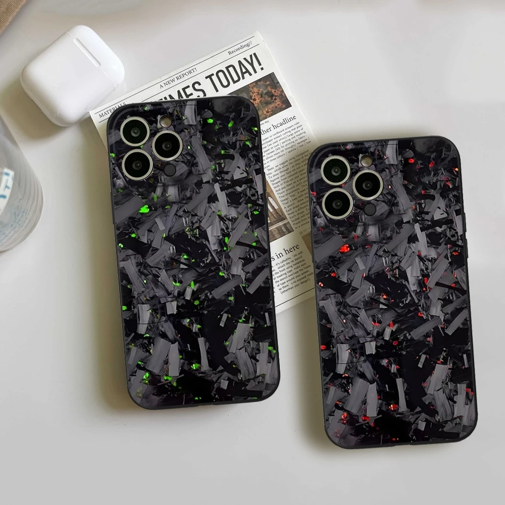 

Чехол для телефона из настоящего кованого углеродного волокна для iPhone 15 14 11 12 Pro 15 16 Plus 13 Pro MAX XR XS, черные мягкие чехлы