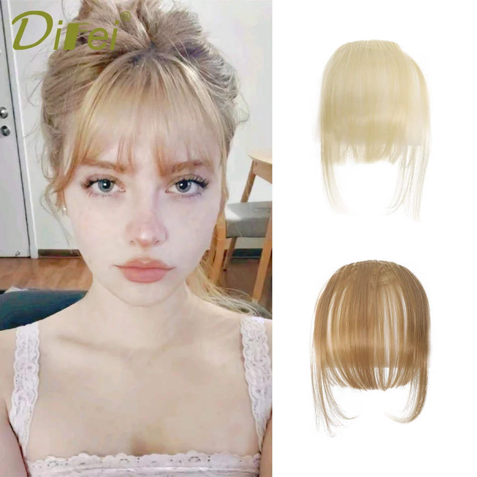 DIFEI Synthetic Wig Bangs With Sideburns Air Bangs Wig Thin Bangs Patch Natural Forehead Invisible Seamless Bangs