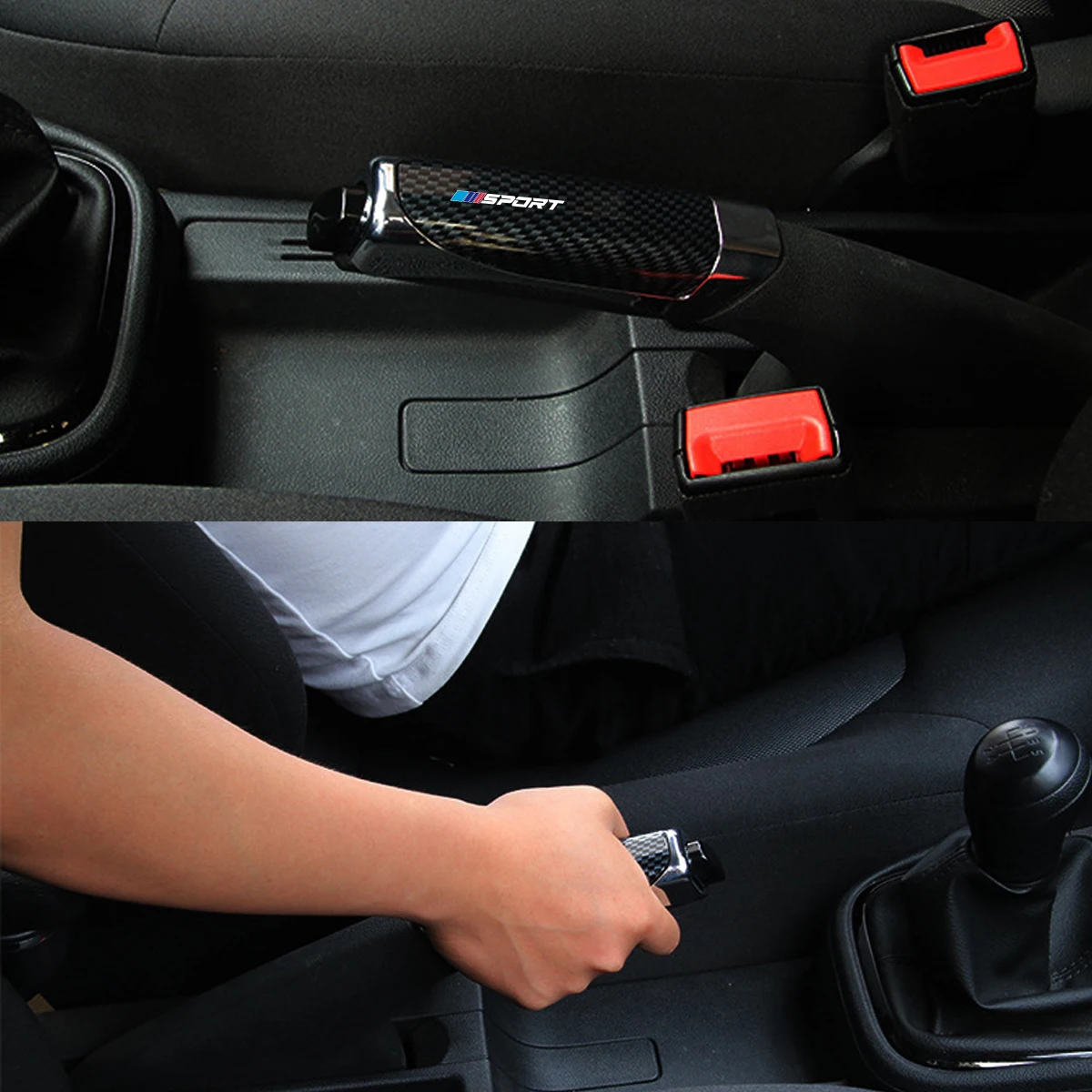 1pc ABS Car Handbrake Cover For BMW X1 X3 X5 E70 F15 F48 G30 G20 F30 F10 E90 E60 Z4 Carbon Fiber Pattern Hand Brake Set Cover view 4