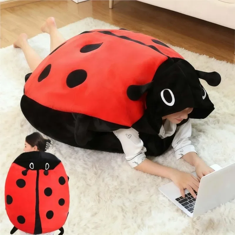 Kid Wearable Ladybug Turtle Shell Pillow Cute Warm Sleeping Bug Can Wear Plush Removable Giant for Children Dress Up Toy