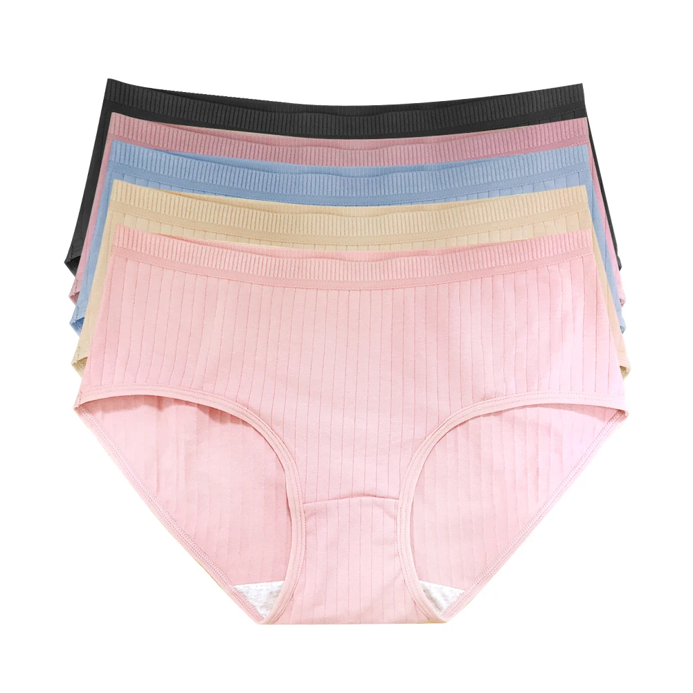 

5pcs/pack Women's Stretchy Cotton Panties Oversize Anti-bacterial Briefs Lingerie