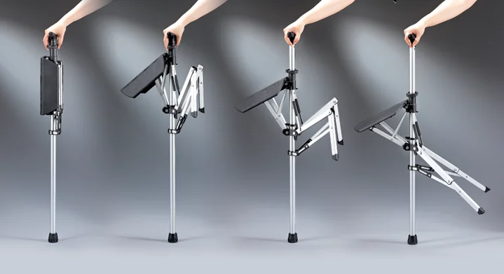 Aluminum Alloy Lightweight Folding Crutch Chair Elderly Seat Folding Stool Cane Stool Walking Stick