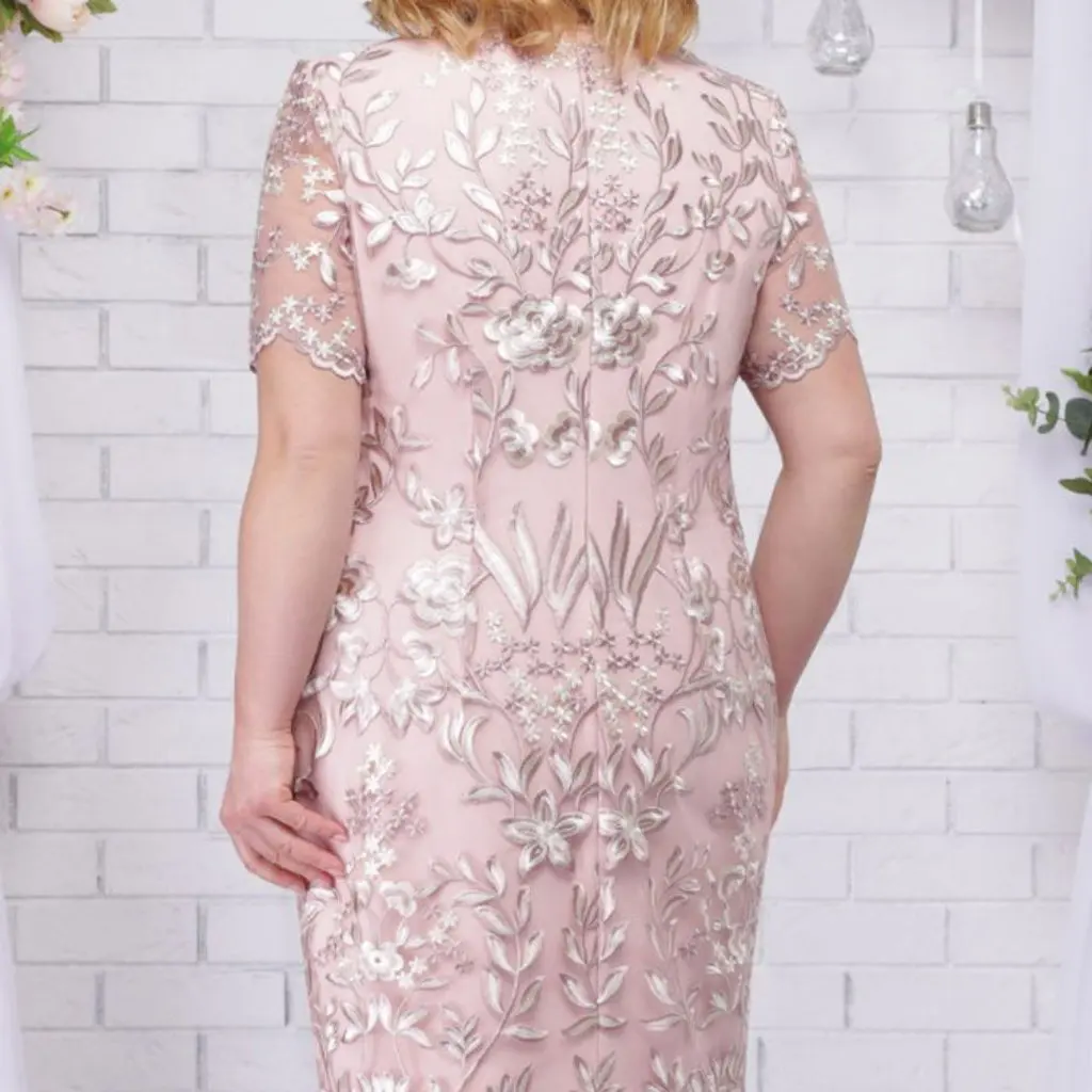 

Женское повседневное платье с круглым вырезом и короткими рукавами, весна-лето, европейско-американский стиль, большие размеры с вышитой сумкой на бедрах