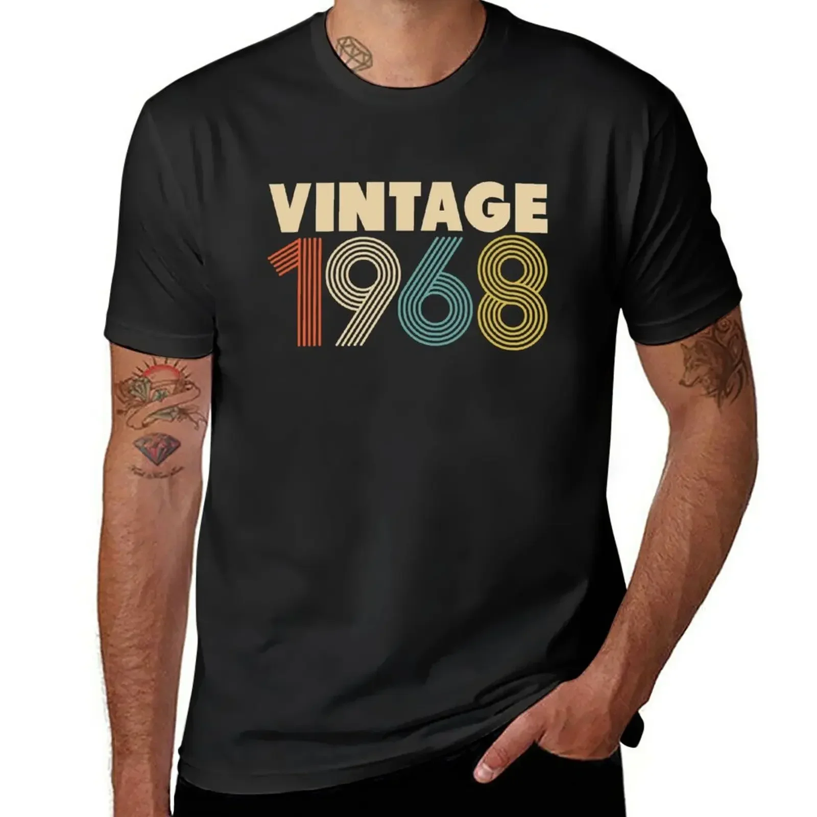 Vintage 1968 T-Shirt graphic t shirts sports fans plus size clothes customizeds T-shirts for men cotton