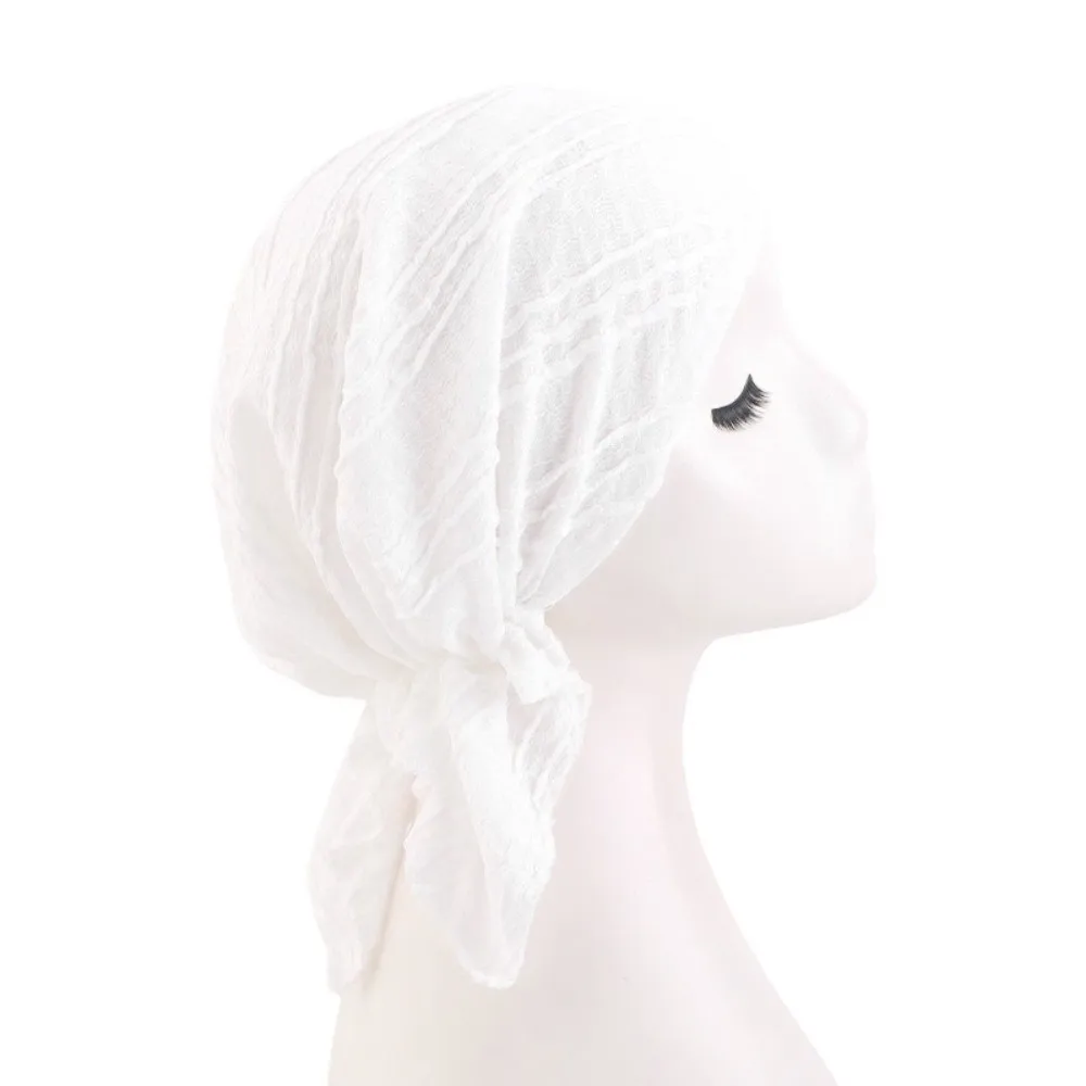 

Новые хлопковые мусульманские шапки-хиджабы из жатой ткани, эластичные однотонные шапочки для химиотерапии, треугольные тюрбаны, головные уборы для защиты волос