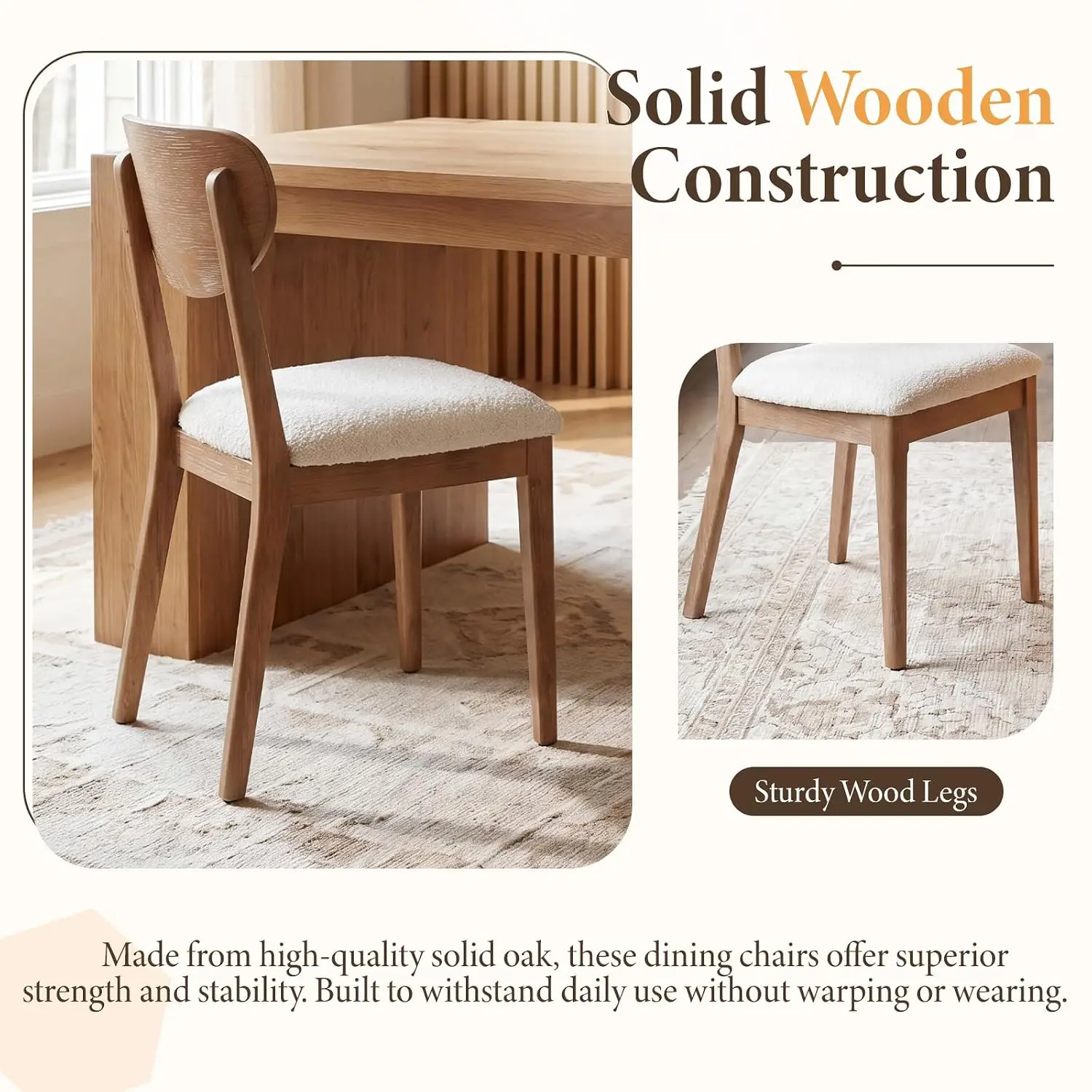 Wooden Dining Chairs Set of 4, Mid Century Modern Kitchen Chairs, Customized view 4