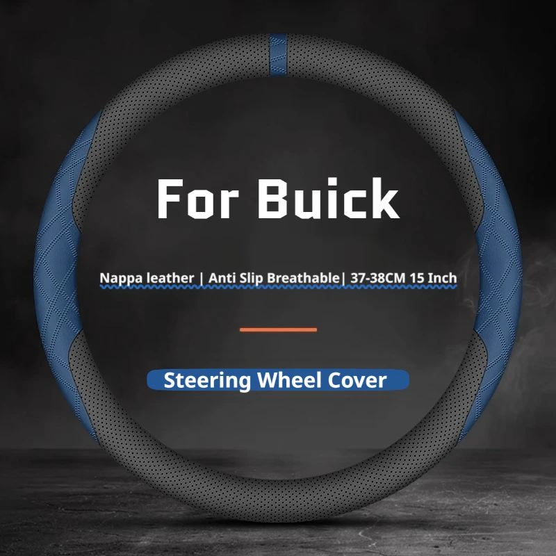 For Buick Leather Car Steering Wheel Cover Anti Slip Fit Enclave Envision Envista LaCrosse Regal Electra Wildcat Accessories