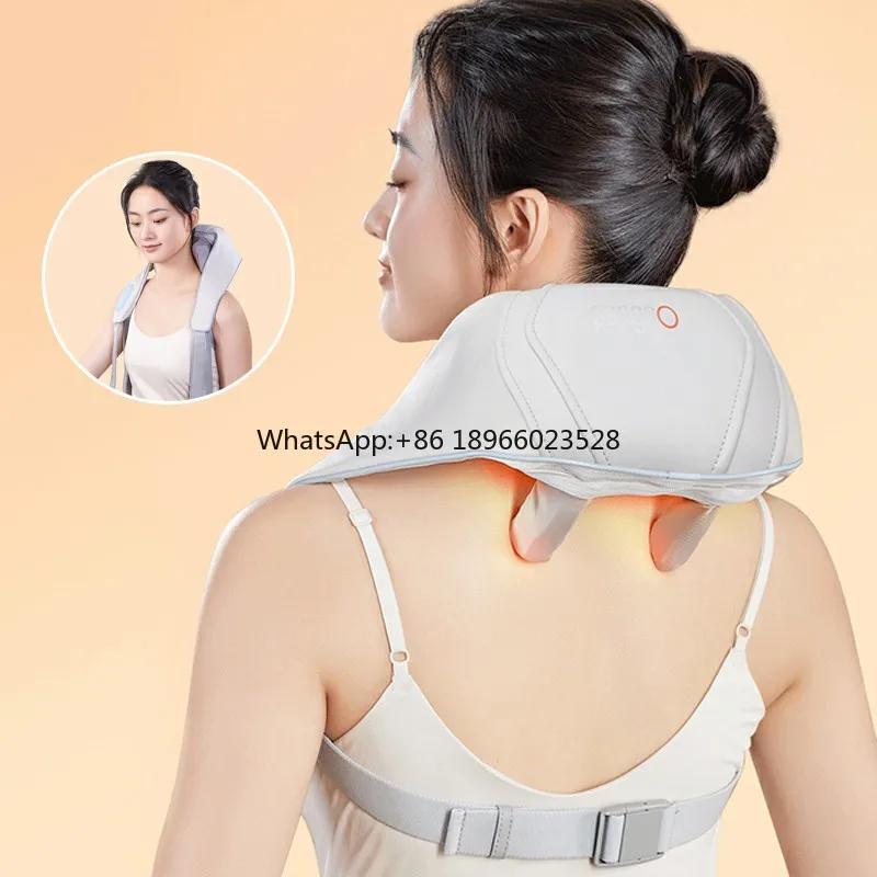 Automatic 5d cordless deep tissue kneading shiatsu vibration neck and shoulder massager with soothing heat