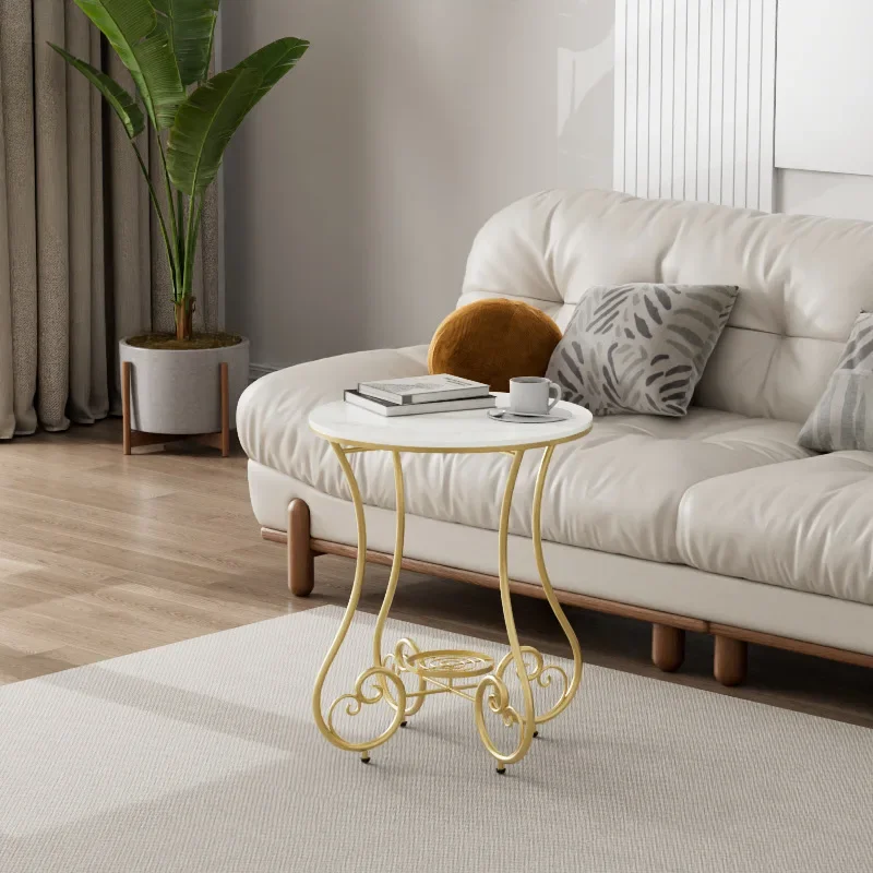 Living Room Home Light Luxury Iron Small Round Table Bedroom Round Bedside Table Special-shaped Balcony Small Round Tables