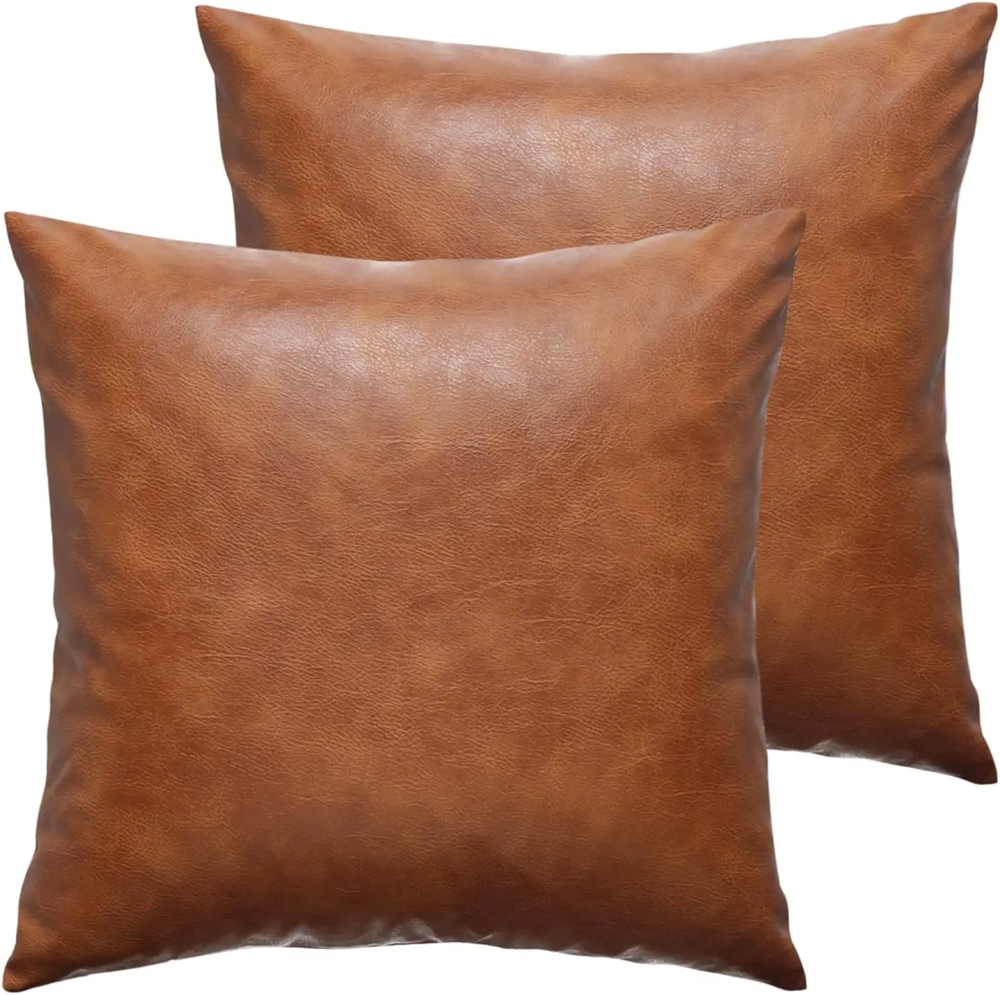 

26x26 inch Faux Leather Throw Pillow Covers, Set of 2 Brown Large Thick Solid Farmhouse Modern Decorative Pillow Cases