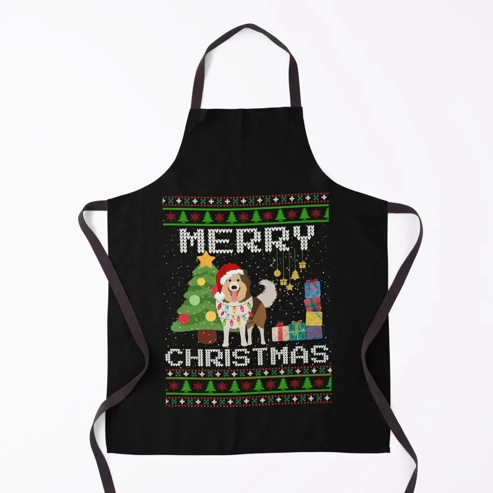 

Sheltie Shirt Ugly Christmas Sweater Apron Camping Salon Costume Waiter Apron