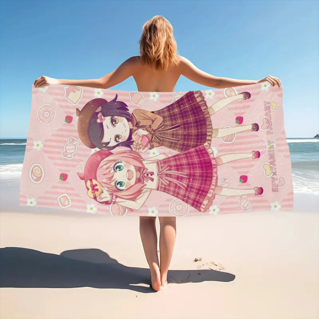 Spy X Family Anime Beach Towel  Poncho Bathing Towels Cover-ups Quick Dry Sand Free Yoga Spa Gym Pool