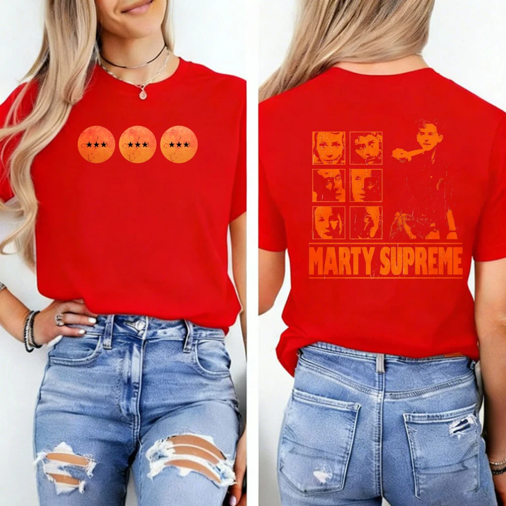 Marty Supreme Timothée Chalametunisex T-shirt Perfect for Nostalgic Streetwear Lovers and Film Buffs Classic Cinematic Art Tee