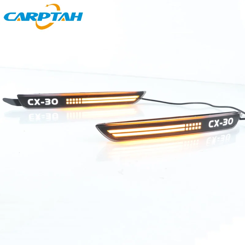 2PCS For Mazda CX30 CX-30 2020 2021 LED Rear Fog Lamp Car LED Bumper Light Brake Light Dynamic Turn Signal Indicator Reflector