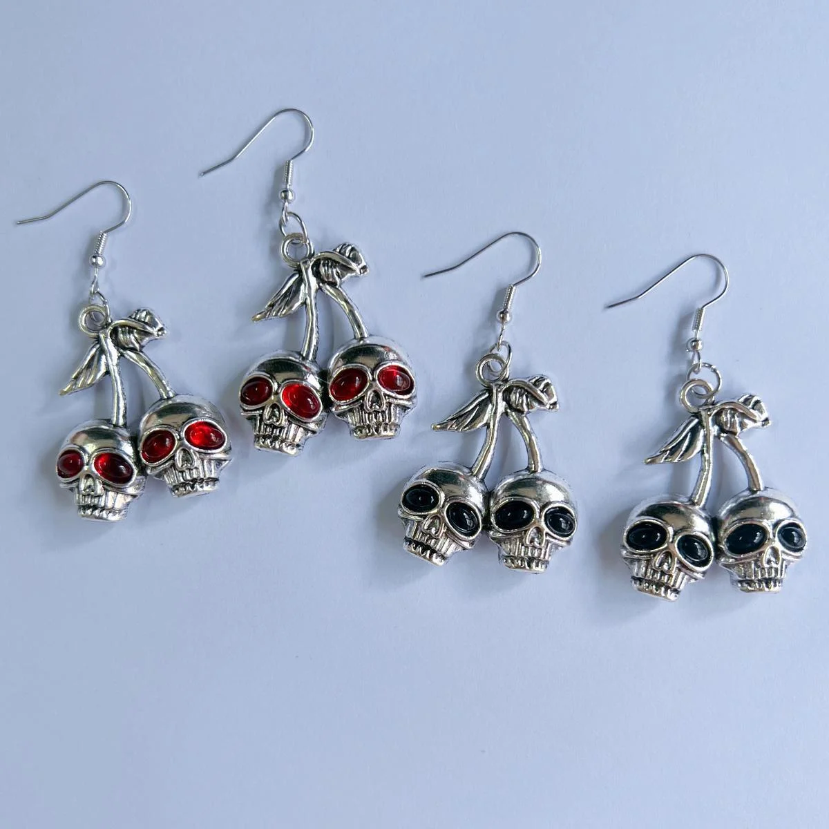 Punk Halloween Skull Cherry Dangle Earrings Gothic Skeleton Pendant Earrings Hook Jewelry for Women Men Party Decor Jewelry - Image 2