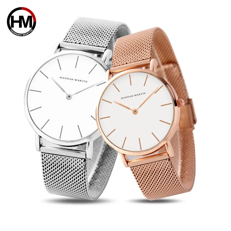 Montre à quartz étanche en acier inoxydable pour homme, maille simple, couple de dame, sélectionné pour la Saint-Valentin, 520