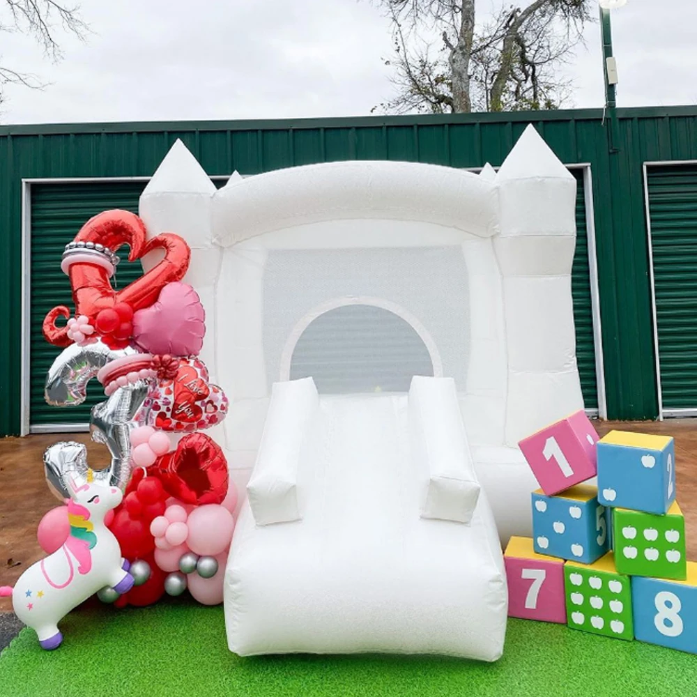 8ft 2,5 m Mini Weiß Kinder Jumper Weiche Spielen Bounce Haus mit Ball Pit Pool für Kleinkind Hochzeit Geburtstag Springen luftballons