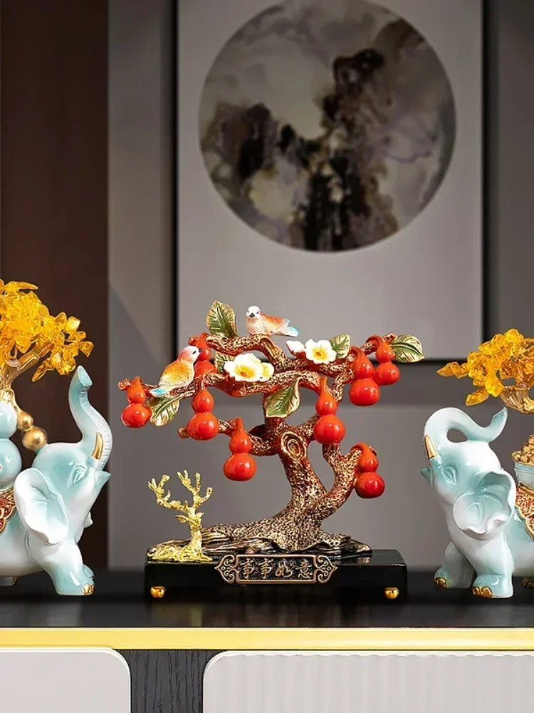 New Chinese Style All the Best Persimmon Tree Potted Decoration Hallway Wine Cabinet Lucky Object Decoration New Home Gift